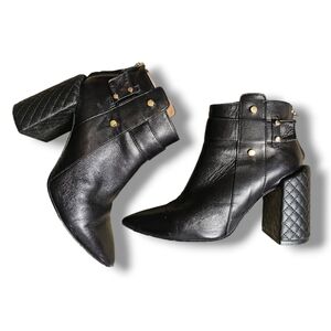 BCBG MaxAzria quiltet chunk hee,l point toe booties. 37 AKA US 6.5